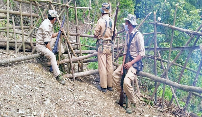 Village Guards of Nagaland on sentry duty at Langnok Post under Longleng during the first wave of the COVID-19 pandemic in 2020. (Morung File Photo)